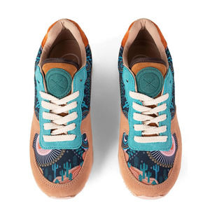 Inkkas Socorro Tan Teal Floral Desert Sneaker Jogger Shoes Size 8